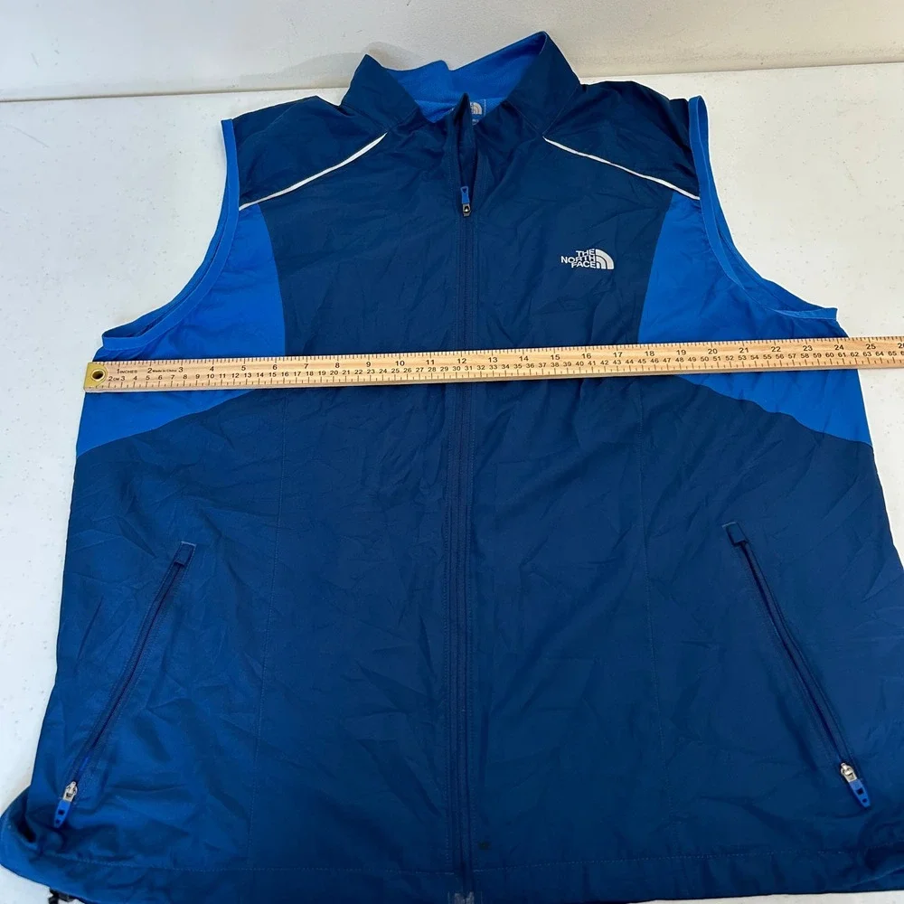 The North Face Mens Blue Lightweight Reflective Running Vest XL Zip Up Pockets